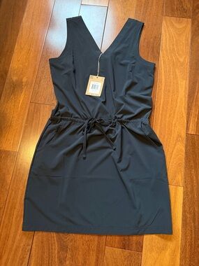 Toad&Co Black Sleeveless V-Neck Drawstring Mini Dress